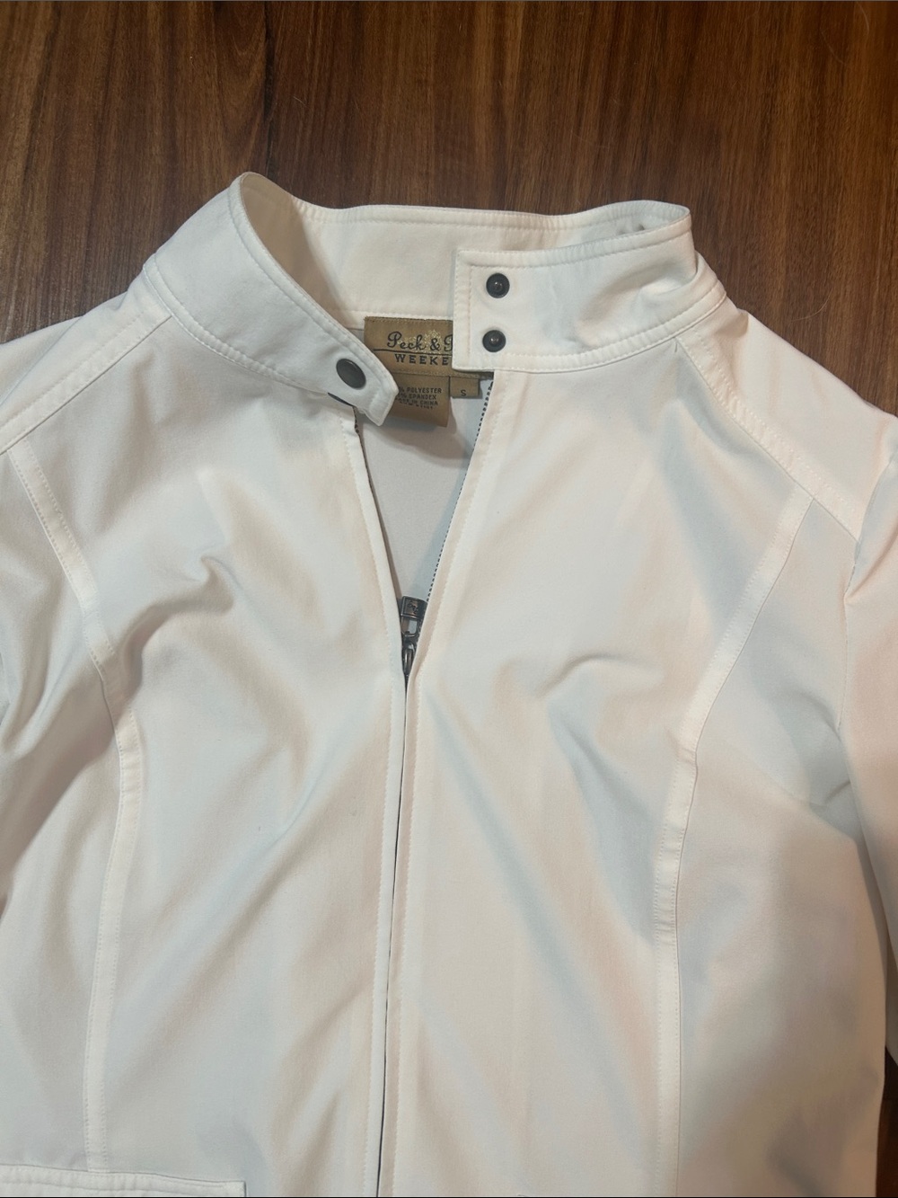 Peck & Peck White Stand-Collar Utility Jacket